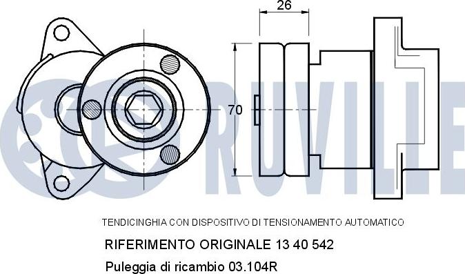 Ruville 540525 - Натяжитель, поликлиновый ремень www.autospares.lv