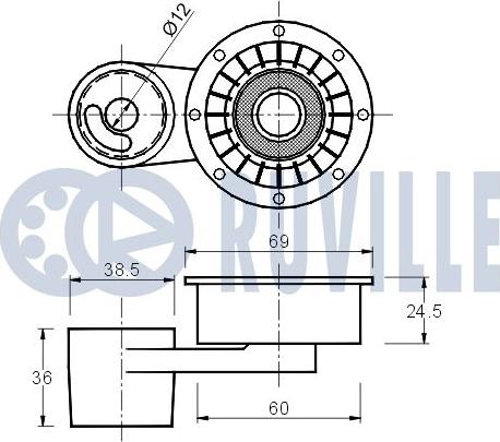 Ruville 540007 - Spriegotājrullītis, Gāzu sadales mehānisma piedziņas siksna www.autospares.lv