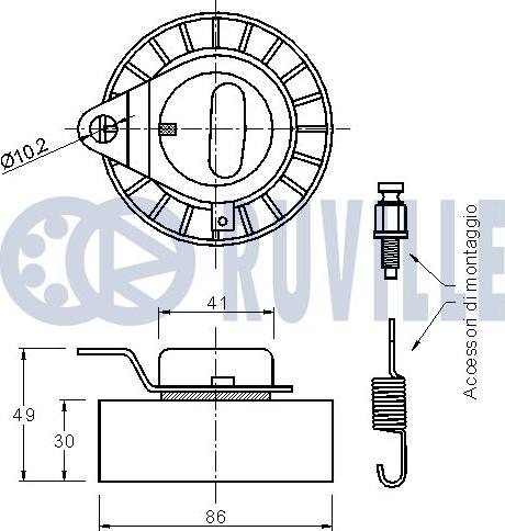 Ruville 540169 - Spriegotājrullītis, Gāzu sadales mehānisma piedziņas siksna www.autospares.lv