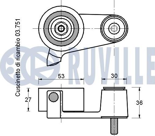 Ruville 540161 - Spriegotājrullītis, Gāzu sadales mehānisma piedziņas siksna autospares.lv