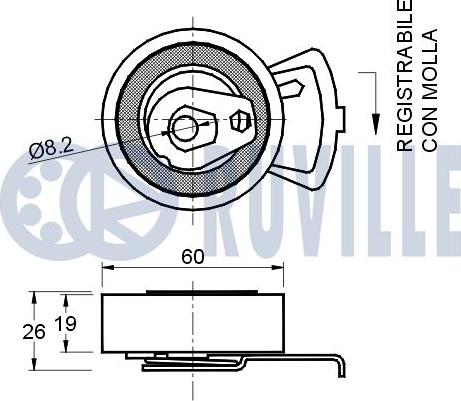 Ruville 540892 - Spriegotājrullītis, Gāzu sadales mehānisma piedziņas siksna www.autospares.lv