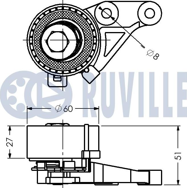 Ruville 540807 - Spriegotājrullītis, Gāzu sadales mehānisma piedziņas siksna www.autospares.lv