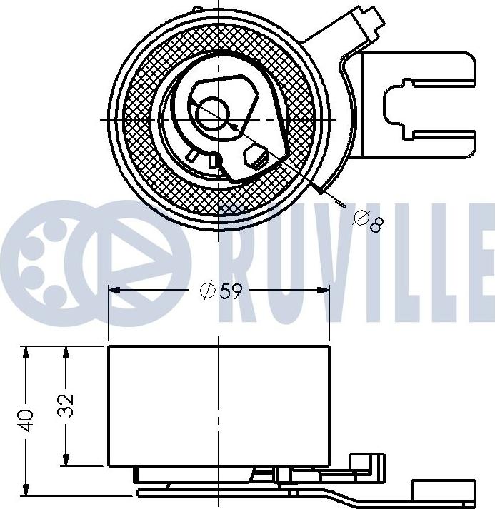 Ruville 540824 - Spriegotājrullītis, Gāzu sadales mehānisma piedziņas siksna www.autospares.lv