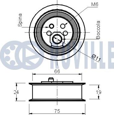 Ruville 540348 - Натяжной ролик, зубчатый ремень ГРМ www.autospares.lv