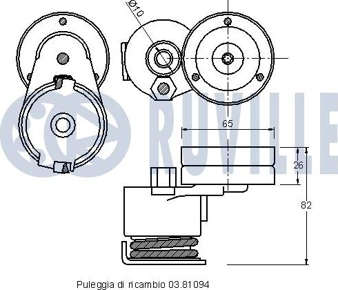 Ruville 541995 - Натяжитель, поликлиновый ремень www.autospares.lv