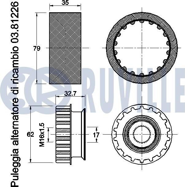 Ruville 541926 - Piedziņas skriemelis, Ģenerators www.autospares.lv