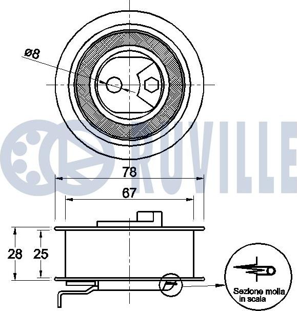 Ruville 541611 - Spriegotājrullītis, Gāzu sadales mehānisma piedziņas siksna www.autospares.lv