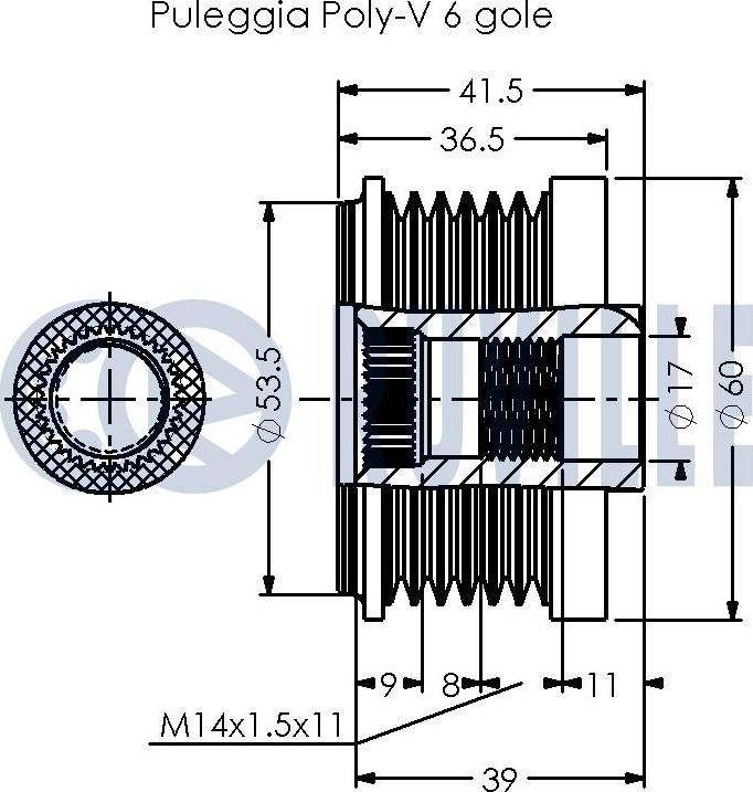 Ruville 541042 - Piedziņas skriemelis, Ģenerators www.autospares.lv