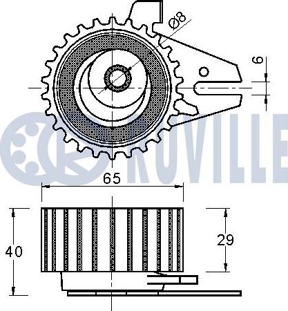 Ruville 541067 - Spriegotājrullītis, Gāzu sadales mehānisma piedziņas siksna www.autospares.lv