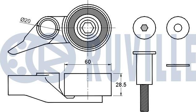 Ruville 541825 - Spriegotājrullītis, Gāzu sadales mehānisma piedziņas siksna www.autospares.lv