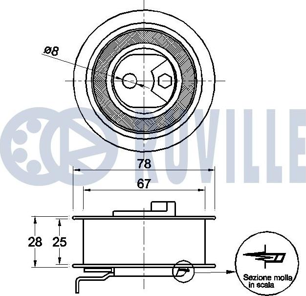 Ruville 542590 - Spriegotājrullītis, Gāzu sadales mehānisma piedziņas siksna www.autospares.lv