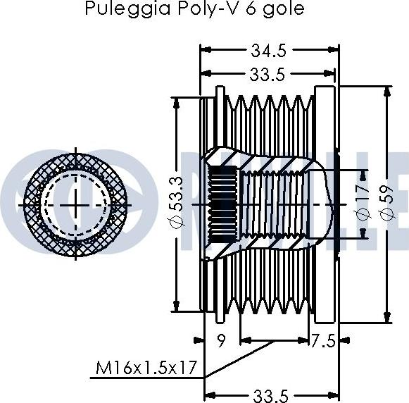 Ruville 542505 - Piedziņas skriemelis, Ģenerators autospares.lv