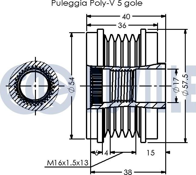 Ruville 542586 - Piedziņas skriemelis, Ģenerators www.autospares.lv