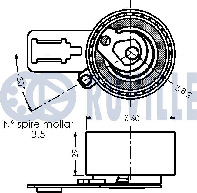 Ruville 542580 - Spriegotājrullītis, Gāzu sadales mehānisma piedziņas siksna autospares.lv