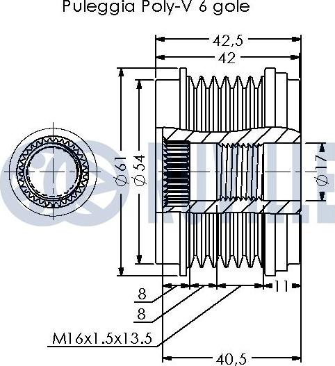 Ruville 542680 - Шкив генератора, муфта www.autospares.lv