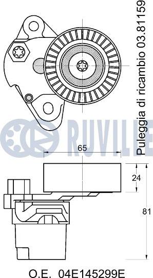 Ruville 542688 - Siksnas spriegotājs, Ķīļsiksna www.autospares.lv