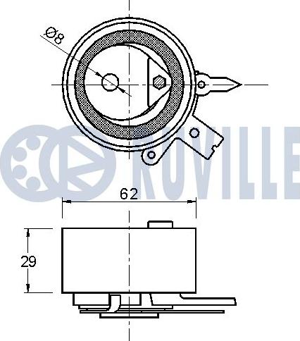 Ruville 542048 - Spriegotājrullītis, Gāzu sadales mehānisma piedziņas siksna www.autospares.lv