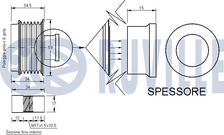 Ruville 542112 - Piedziņas skriemelis, Ģenerators www.autospares.lv