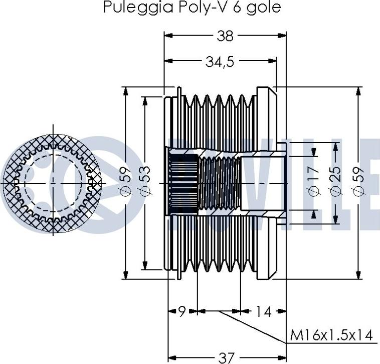 Ruville 542352 - Piedziņas skriemelis, Ģenerators www.autospares.lv