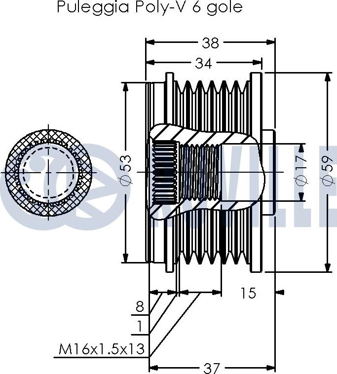 Ruville 542380 - Piedziņas skriemelis, Ģenerators www.autospares.lv