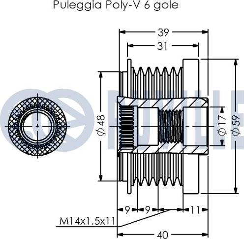 Ruville 542791 - Piedziņas skriemelis, Ģenerators www.autospares.lv