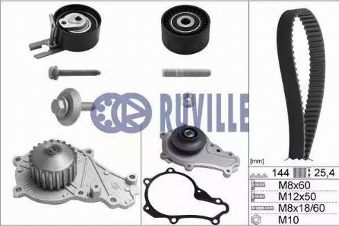 Ruville 55953702 - Ūdenssūknis + Zobsiksnas komplekts autospares.lv