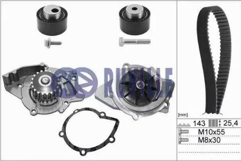 Ruville 55921741 - Водяной насос + комплект зубчатого ремня ГРМ www.autospares.lv