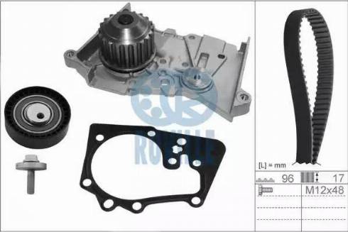 Ruville 55635701 - Водяной насос + комплект зубчатого ремня ГРМ www.autospares.lv