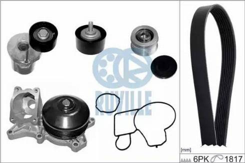 Ruville 55095811 - Ūdenssūknis + ķīļrievu siksnas komplekts www.autospares.lv