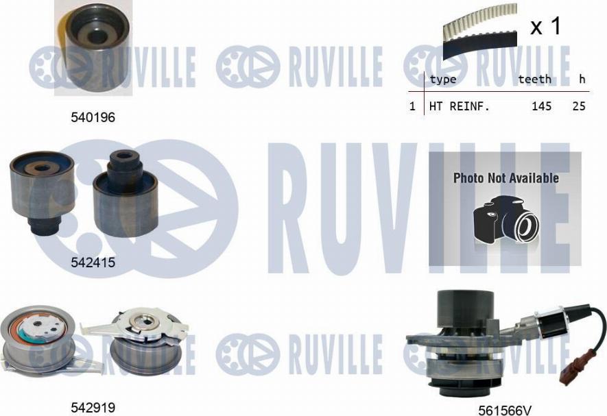 Ruville 5504982 - Водяной насос + комплект зубчатого ремня ГРМ www.autospares.lv