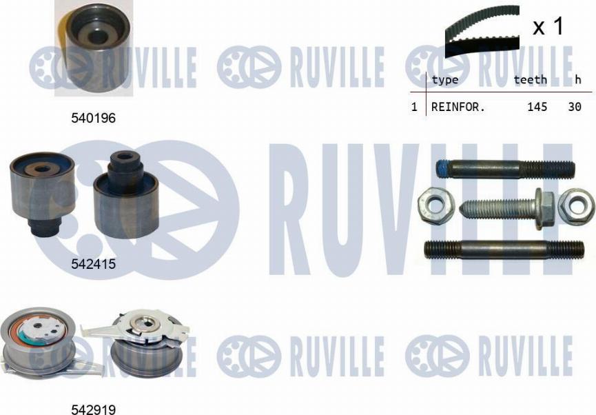 Ruville 550498 - Комплект зубчатого ремня ГРМ www.autospares.lv