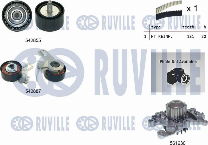 Ruville 5504971 - Водяной насос + комплект зубчатого ремня ГРМ www.autospares.lv