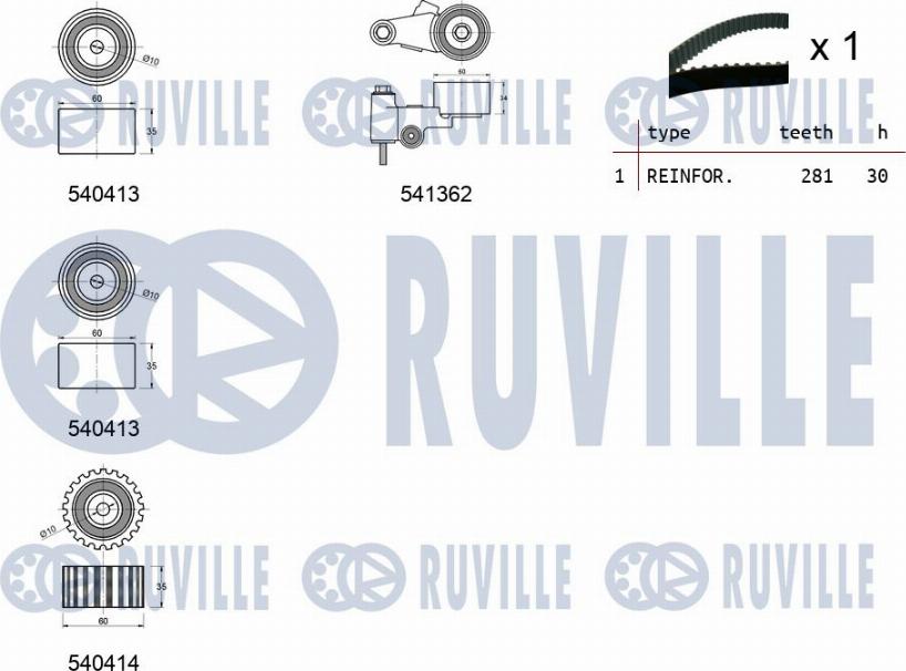 Ruville 550465 - Timing Belt Set www.autospares.lv