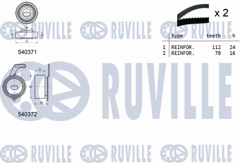 Ruville 550416 - Комплект зубчатого ремня ГРМ www.autospares.lv