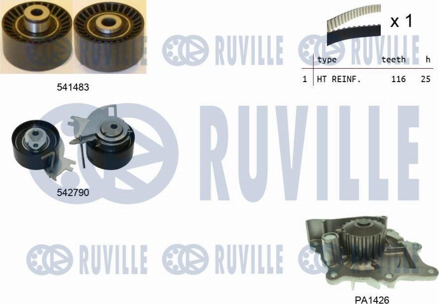 Ruville 5504271 - Ūdenssūknis + Zobsiksnas komplekts autospares.lv