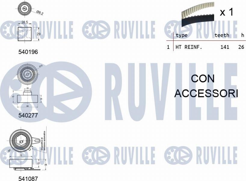 Ruville 550504 - Комплект зубчатого ремня ГРМ www.autospares.lv