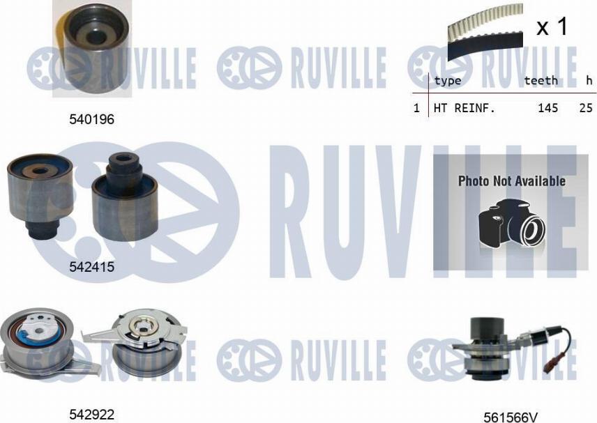 Ruville 5505062 - Водяной насос + комплект зубчатого ремня ГРМ www.autospares.lv