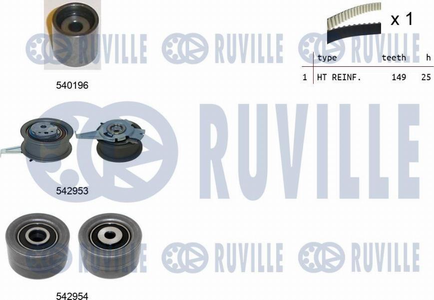 Ruville 550508 - Комплект зубчатого ремня ГРМ www.autospares.lv