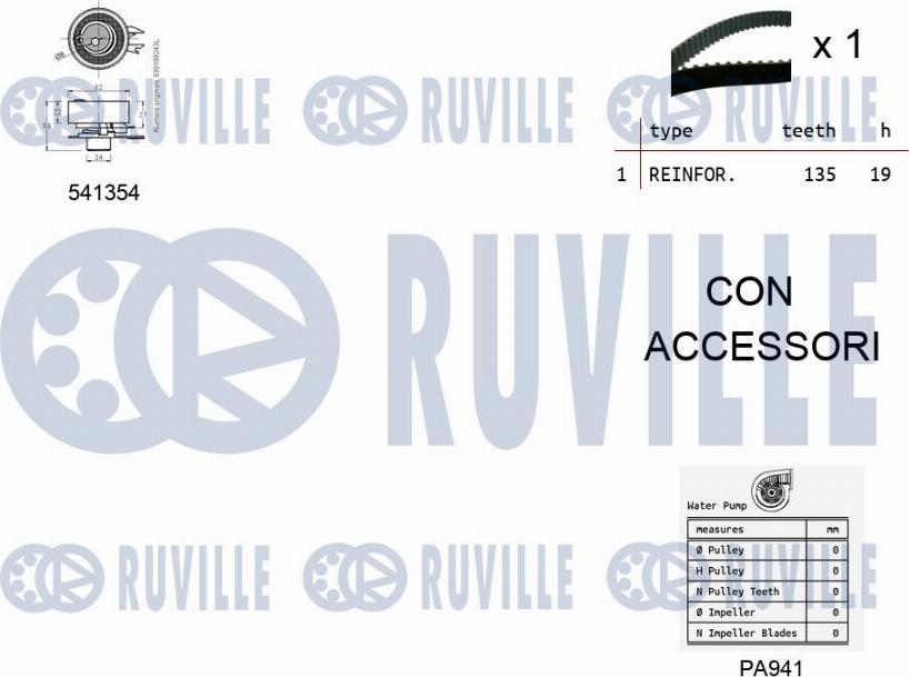 Ruville 5500971 - Water Pump & Timing Belt Set www.autospares.lv