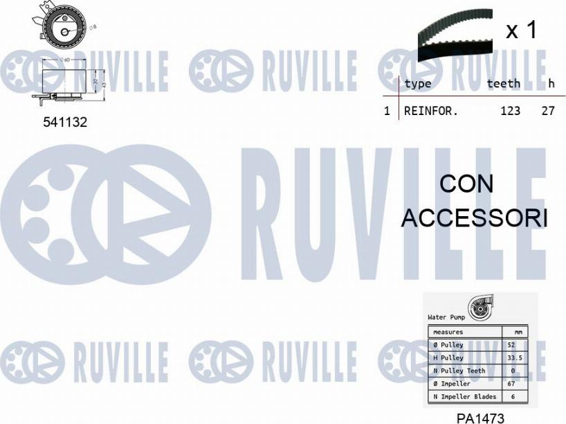 Ruville 5500553 - Ūdenssūknis + Zobsiksnas komplekts www.autospares.lv