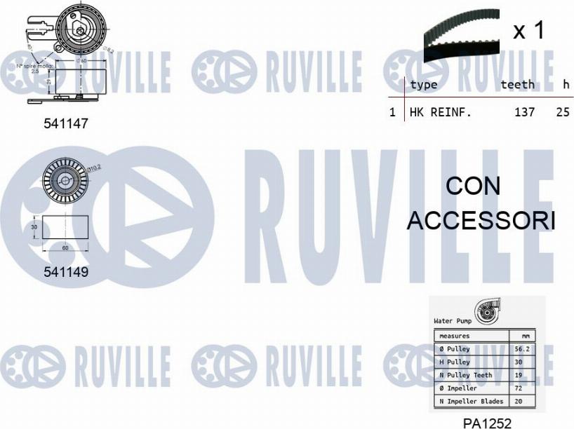 Ruville 5500581 - Ūdenssūknis + Zobsiksnas komplekts www.autospares.lv