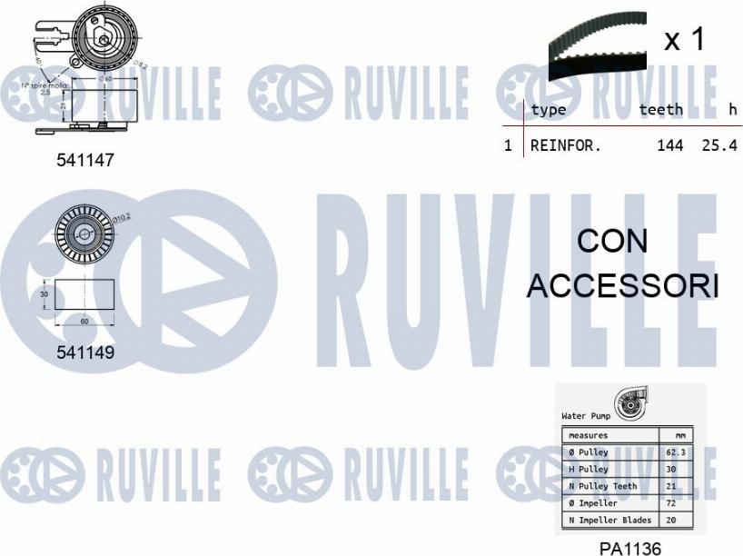 Ruville 5500521 - Ūdenssūknis + Zobsiksnas komplekts autospares.lv