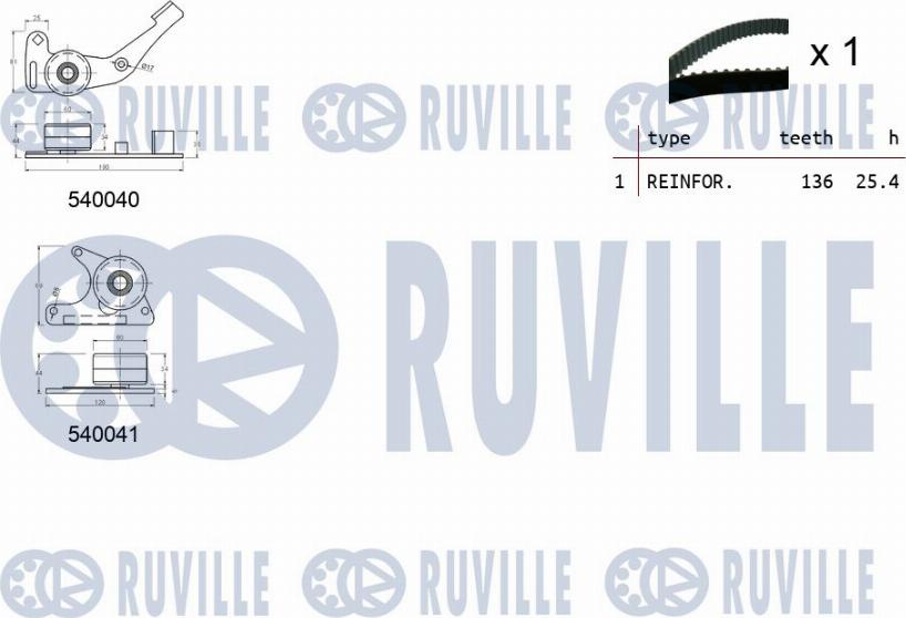 Ruville 550066 - Комплект зубчатого ремня ГРМ www.autospares.lv