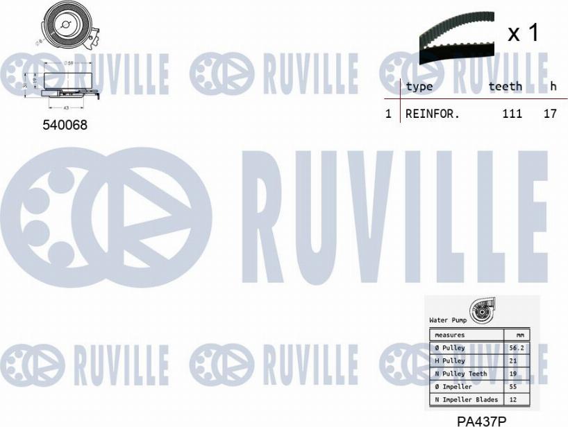 Ruville 5500051 - Ūdenssūknis + Zobsiksnas komplekts www.autospares.lv