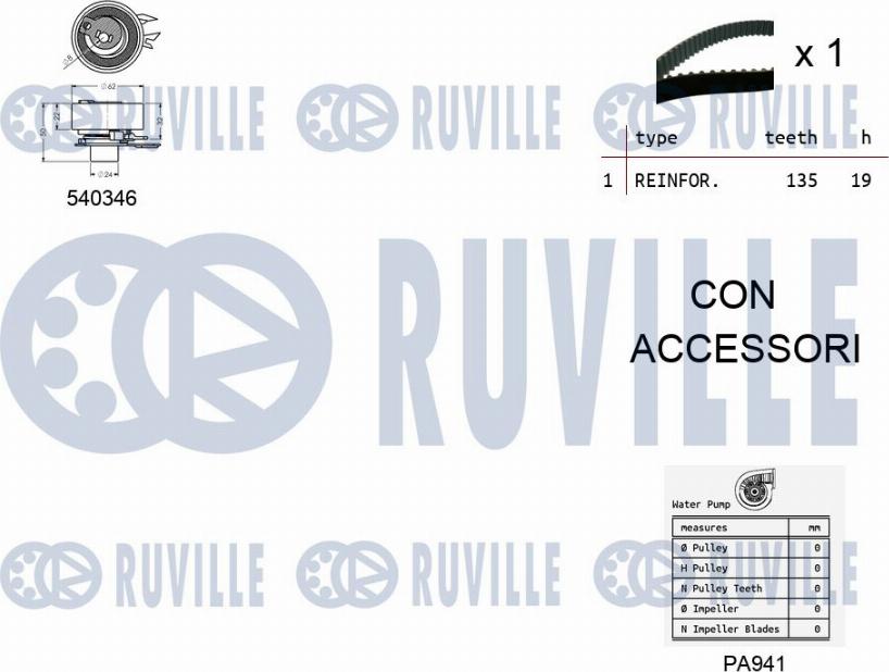 Ruville 5500072 - Ūdenssūknis + Zobsiksnas komplekts www.autospares.lv