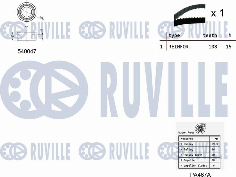 Ruville 5500241 - Water Pump & Timing Belt Set www.autospares.lv