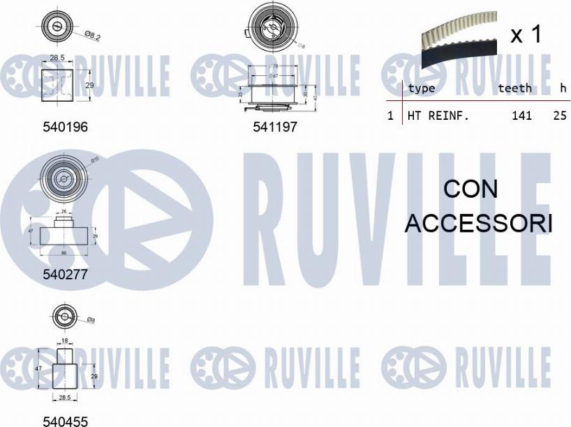 Ruville 550059 - Комплект зубчатого ремня ГРМ www.autospares.lv