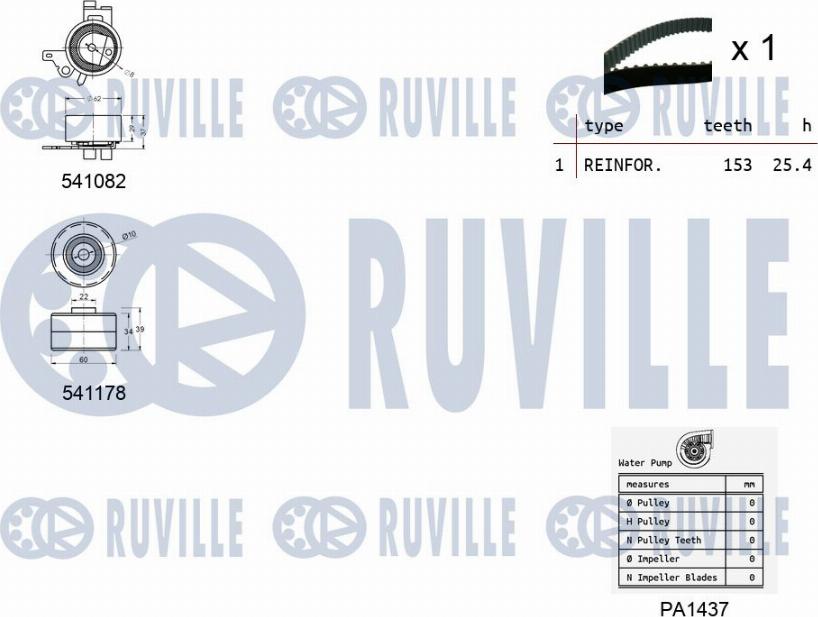 Ruville 5501451 - Ūdenssūknis + Zobsiksnas komplekts autospares.lv