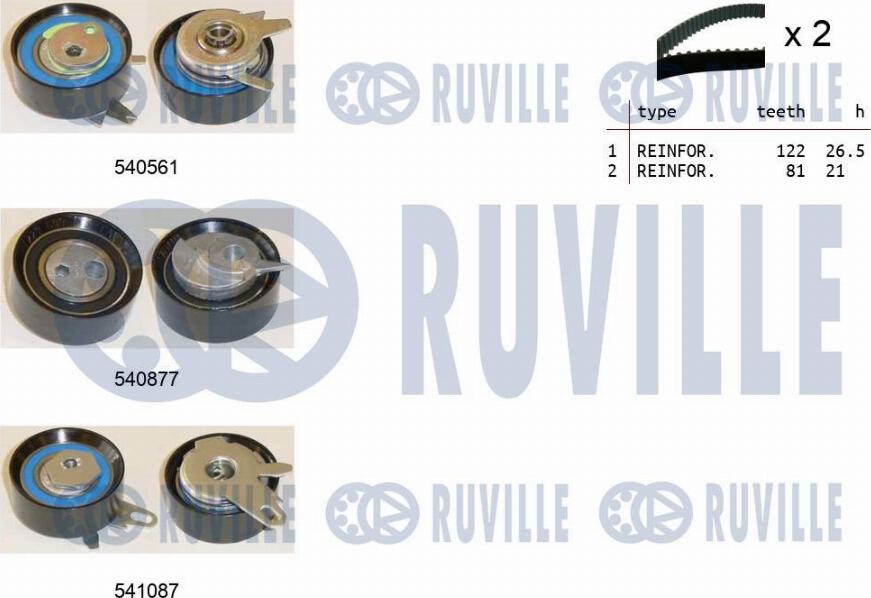 Ruville 550143 - Комплект зубчатого ремня ГРМ www.autospares.lv