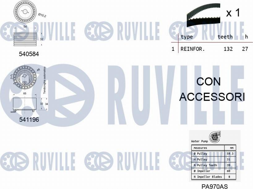 Ruville 5501091 - Ūdenssūknis + Zobsiksnas komplekts www.autospares.lv